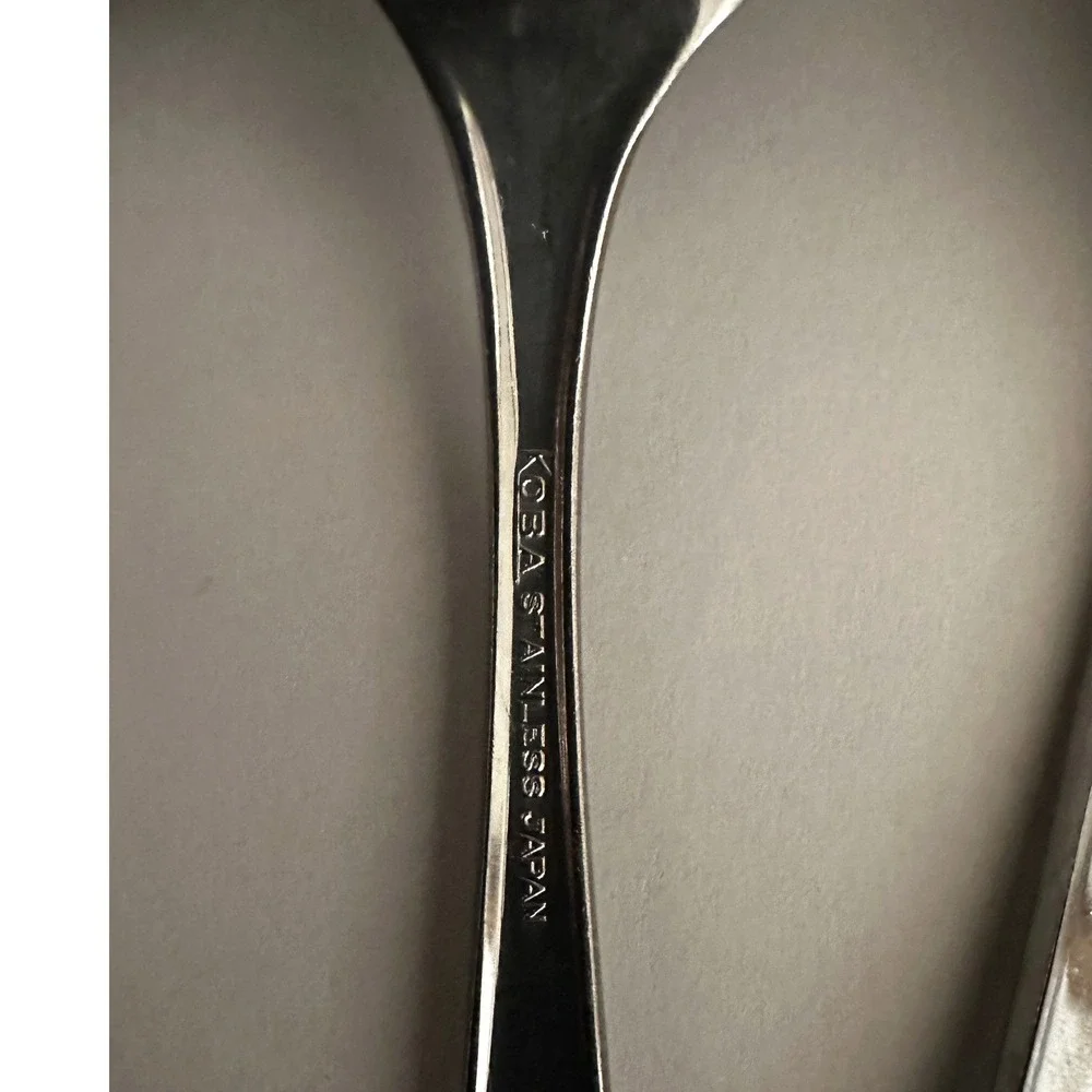 Koba Japanese Stainless Steel Teaspoons Set of 7 Single Rose Pattern 6 inch
